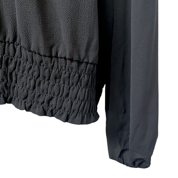 LANE BRYANT Top Plus Size 30/32 Black Crisscross Blouse Cropped Elastic Hem NWT - Picture 10 of 11